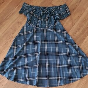 Torrid Off Shoulder Plaid Dress